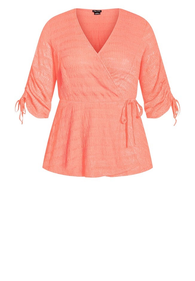 Romance Tie Top - peach, ORANGE, alternate image number 3