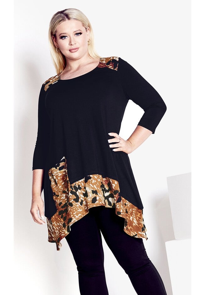 Shari Print Tunic, BLACK ANIMAL, alternate image number null