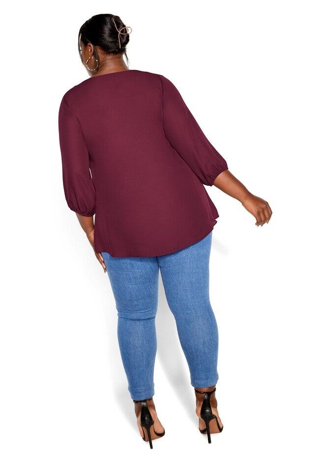 Sexy Fling Elbow Sleeve Top - bordeaux, RED, alternate image number null