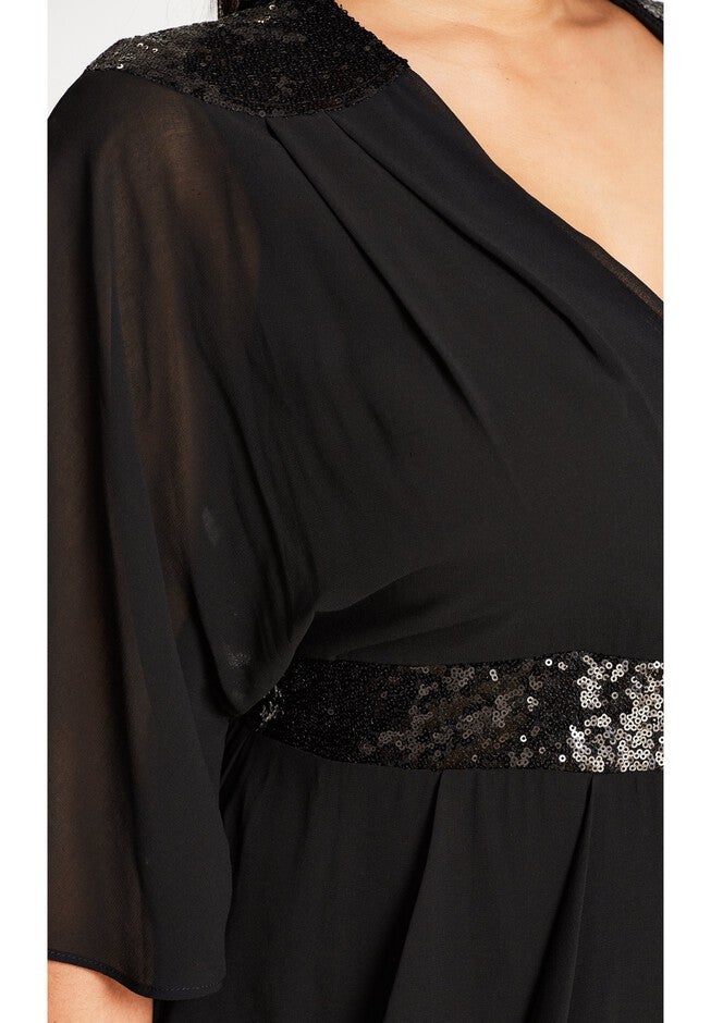 Sequin Wrap Dress - black, BLACK, alternate image number null