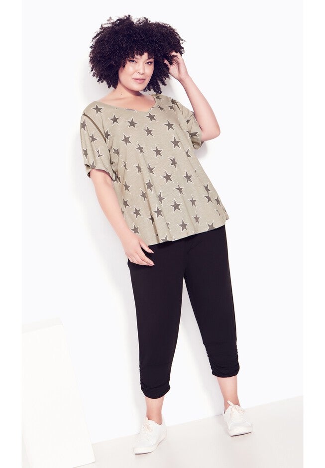 Flutter Sleeve Print Top, STAR GREY, alternate image number null