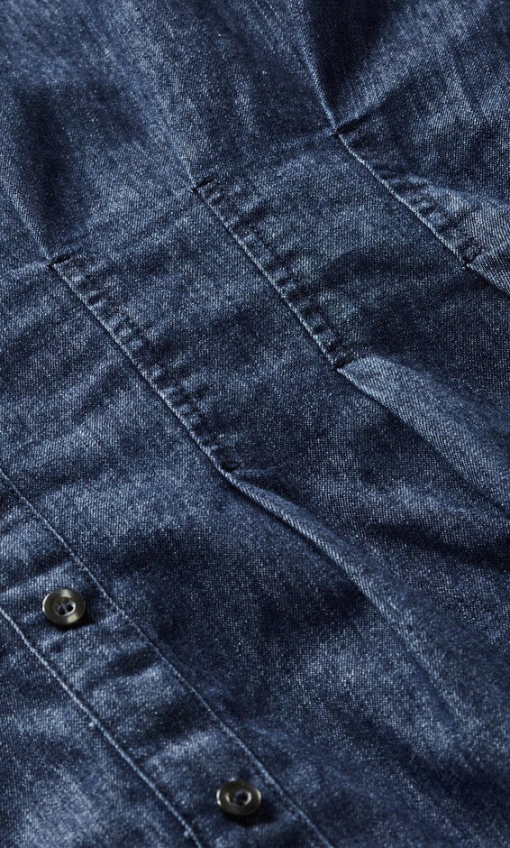 Denim Ella Puff Sleeve Mini Dress - dark denim, DARK, alternate image number 6