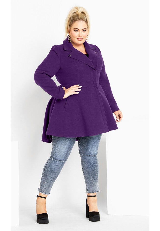 Hi Lo Frill Coat - petunia, PURPLE, alternate image number null