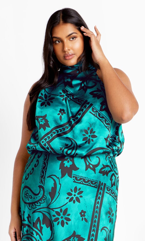 Perri Print Dress - peacock, GREEN, alternate image number null