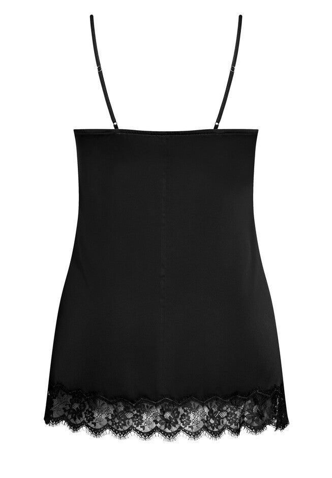 Stella Satin Chemise - black, BLACK, alternate image number null
