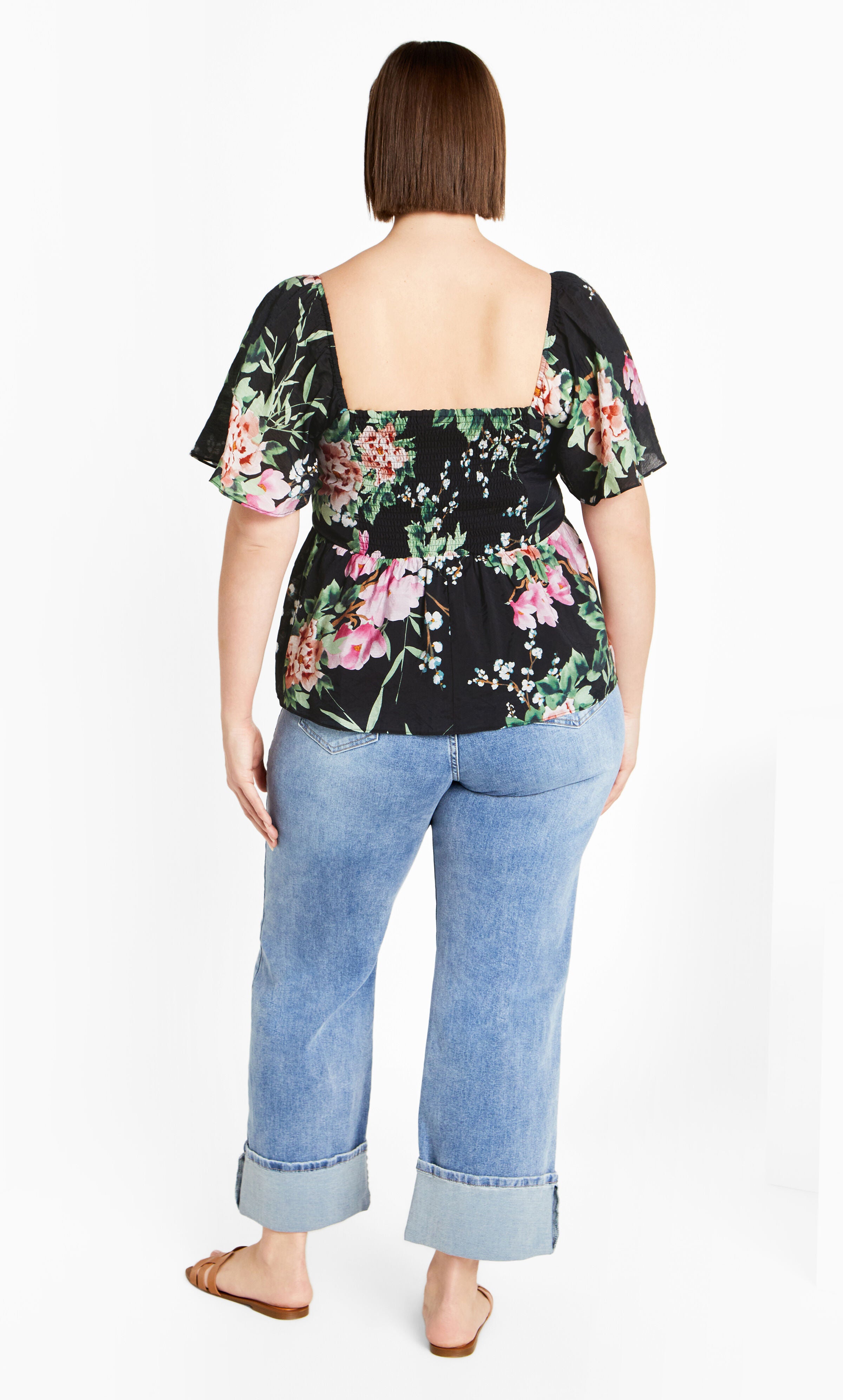 Marci Print Top - black, BLK SWEET BLOSSOM, alternate image number 2
