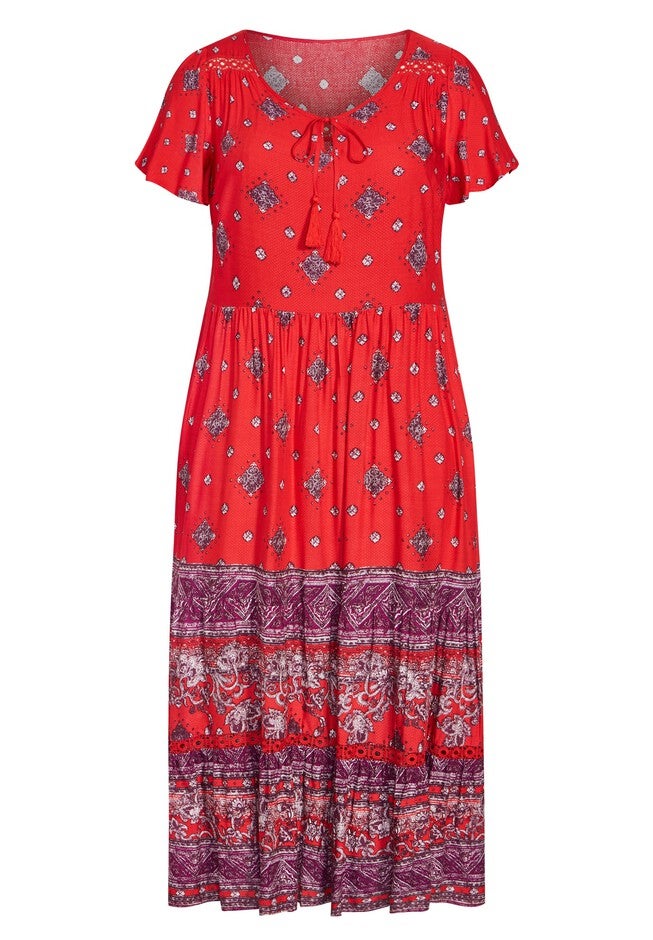 Zariah Maxi Dress, CRIMSON BORDER, alternate image number 2