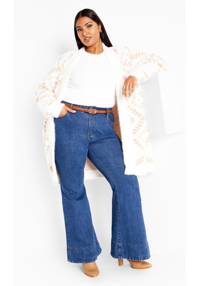 Aztec Jacquard Cardigan - cream, BEIGE, hi-res image number null