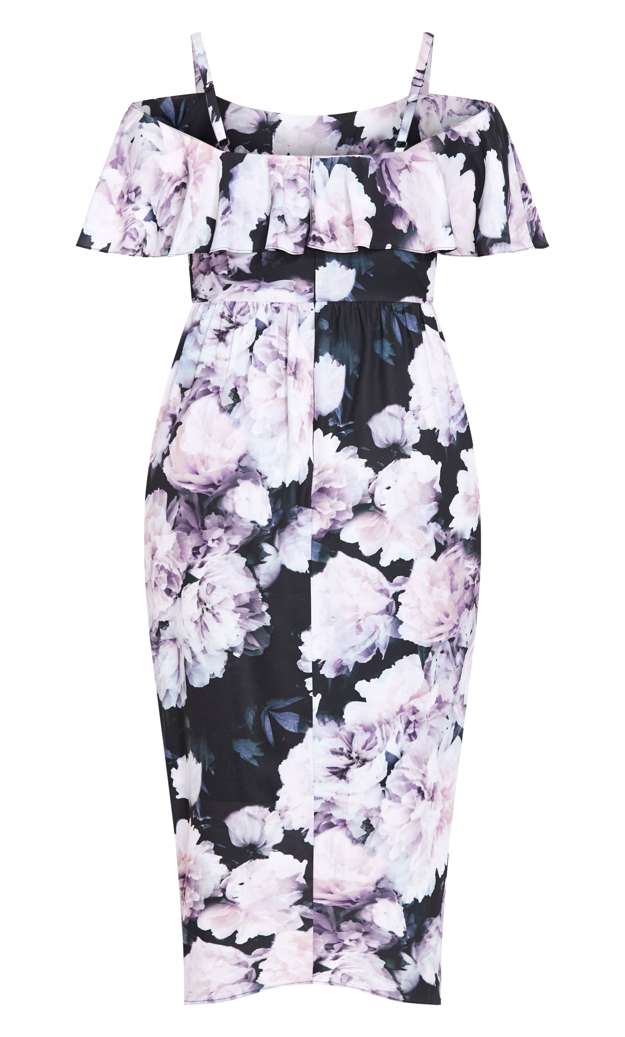 Floral Drape Midi Dress - charcoal, BLACK, alternate image number 4