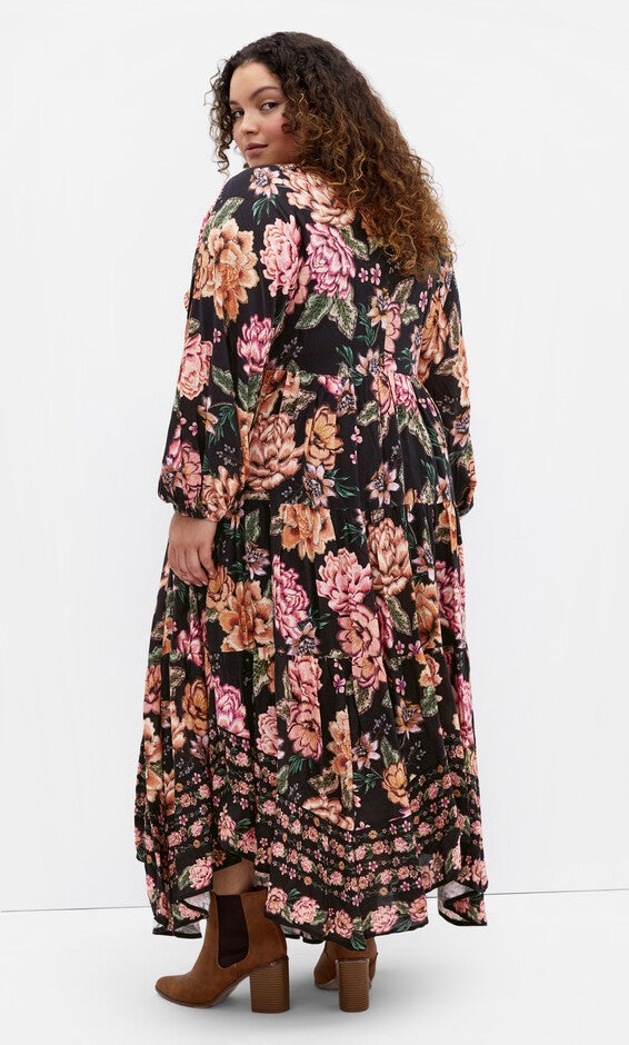Devine Beauty Border Dress - black, BLACK, alternate image number null