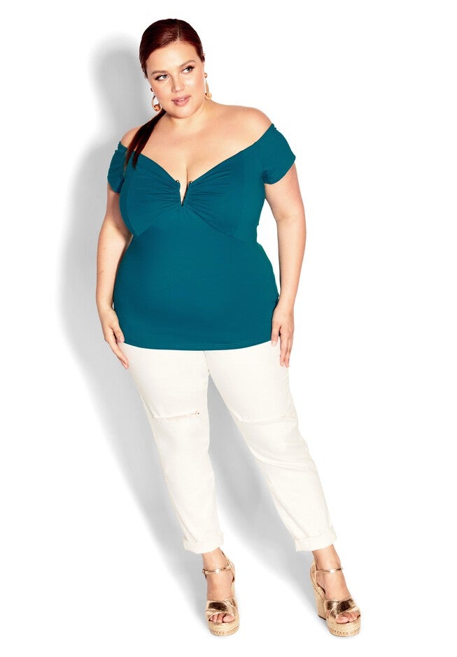 Island Off Shoulder Top - harbour blue, BLUE, on-hover image number 1