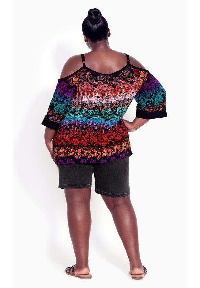 Daisy Cold Shoulder Print Top, METAMORPHOSIS, alternate image number null