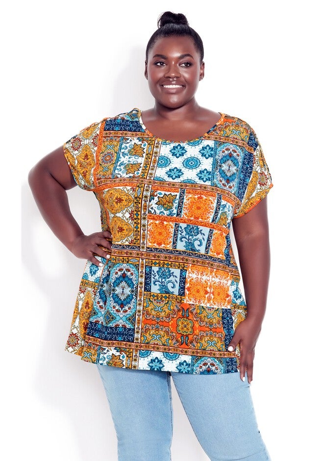 Phoebe Lattice Print Top, SPICE PATCH, hi-res image number null