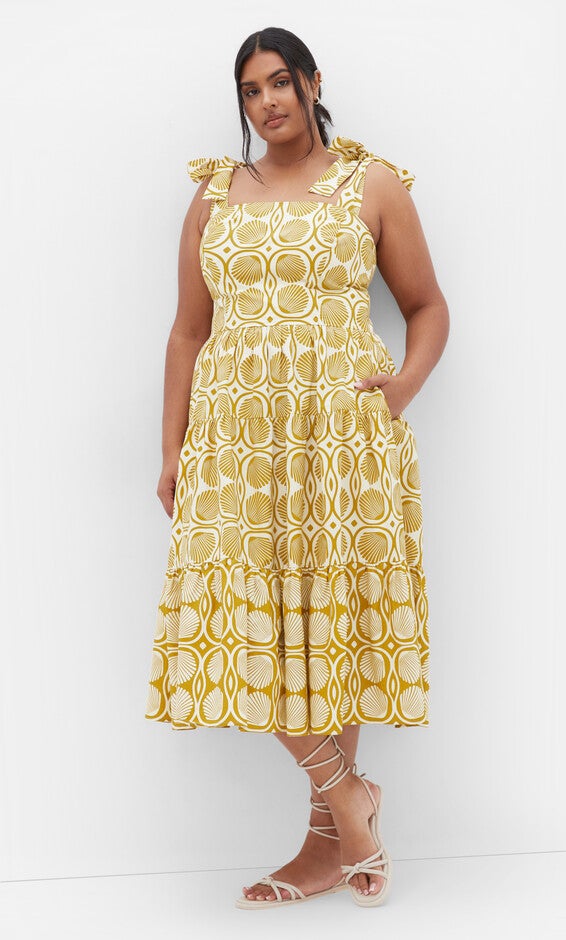 Leila Seashell Dress - print, YELLOW, alternate image number null