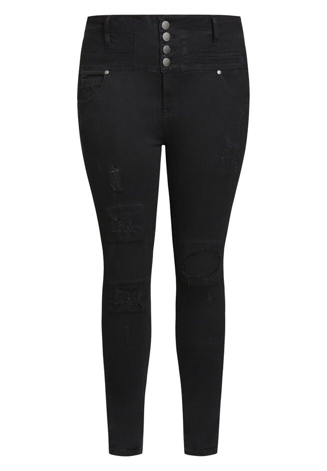 Asha Patch Corset Jean - black wash, BLACK, alternate image number null