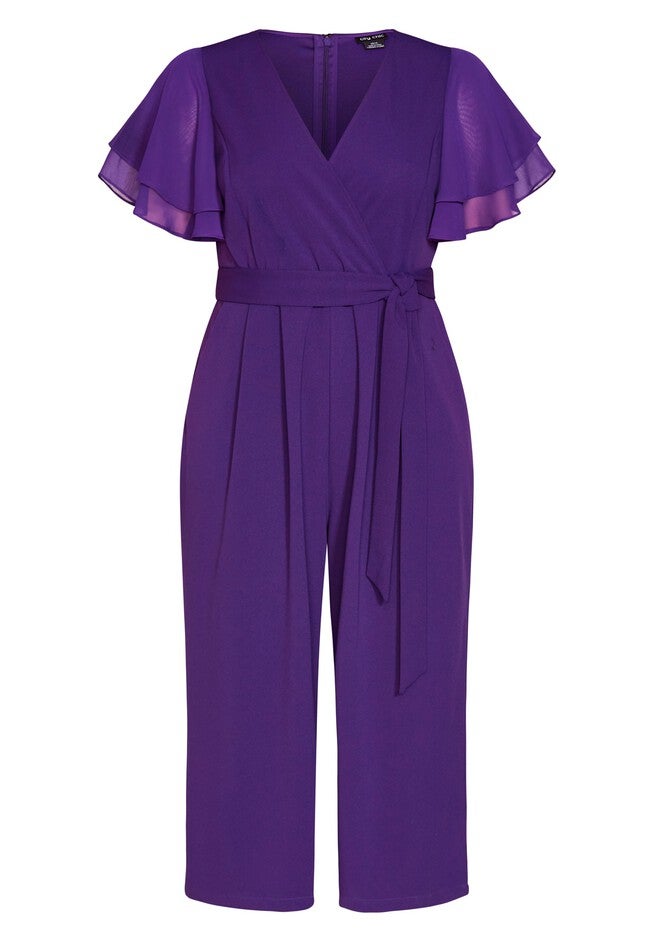 Flutter Sleeve Jumpsuit - petunia, PURPLE, alternate image number null