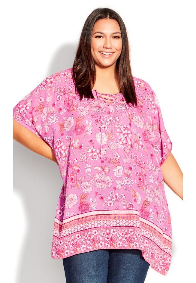 Tie Detail Poncho, PINK, hi-res image number null