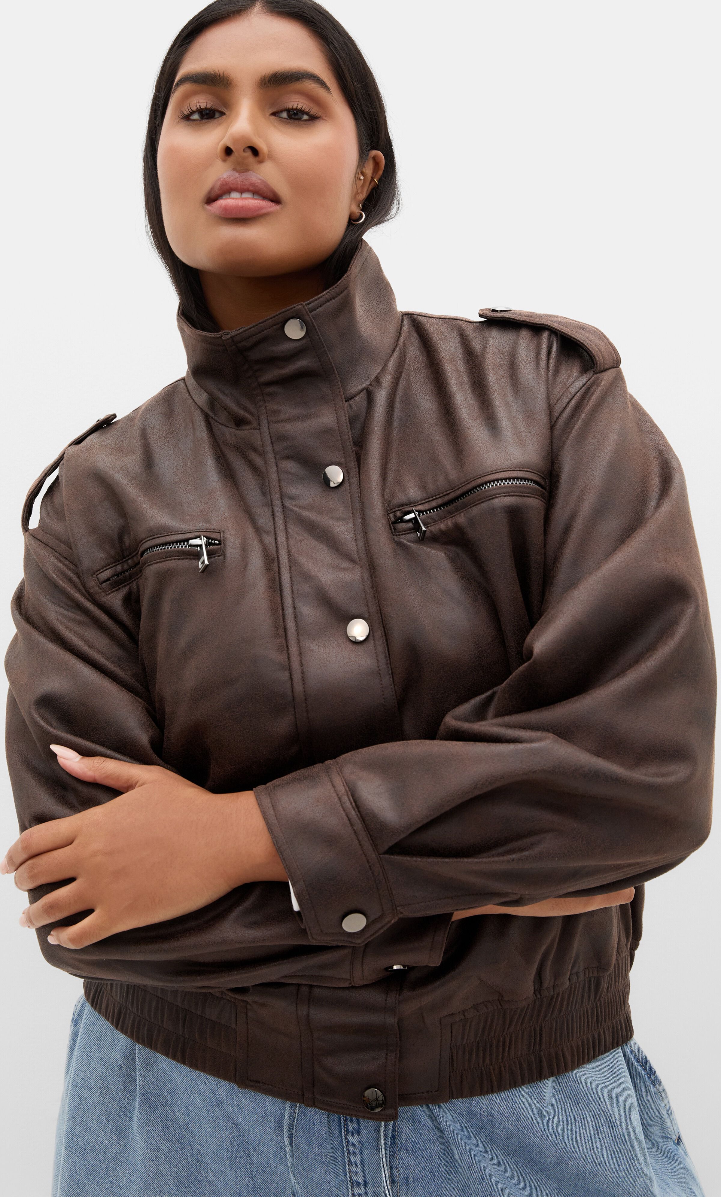 Jorja Bomber Jacket, BROWN, alternate image number 6