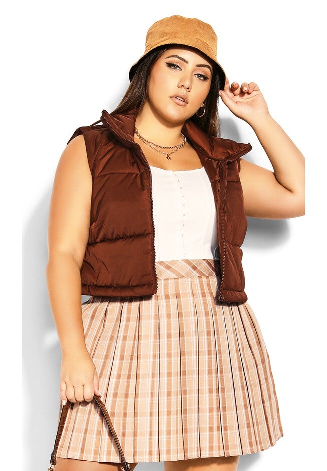 Varsity Check Skirt - camel check, WHITE, hi-res image number null