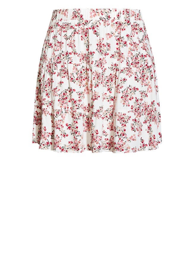 Sorrento Floral Skirt - rhubarb, WHITE, alternate image number null