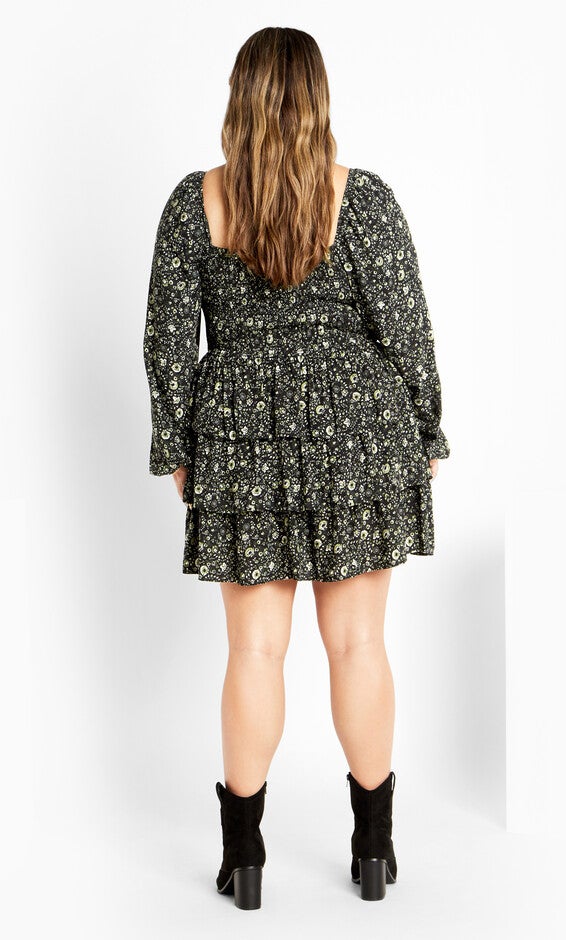Dahlia Print Mini Dress - olive ditsy, GREEN, alternate image number null