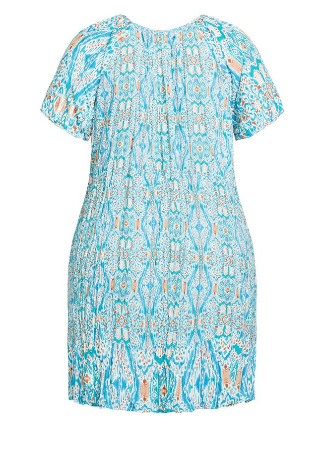 Avalon Crush Tassel Tie Ruffle Tunic, AQUA IKAT, alternate image number null