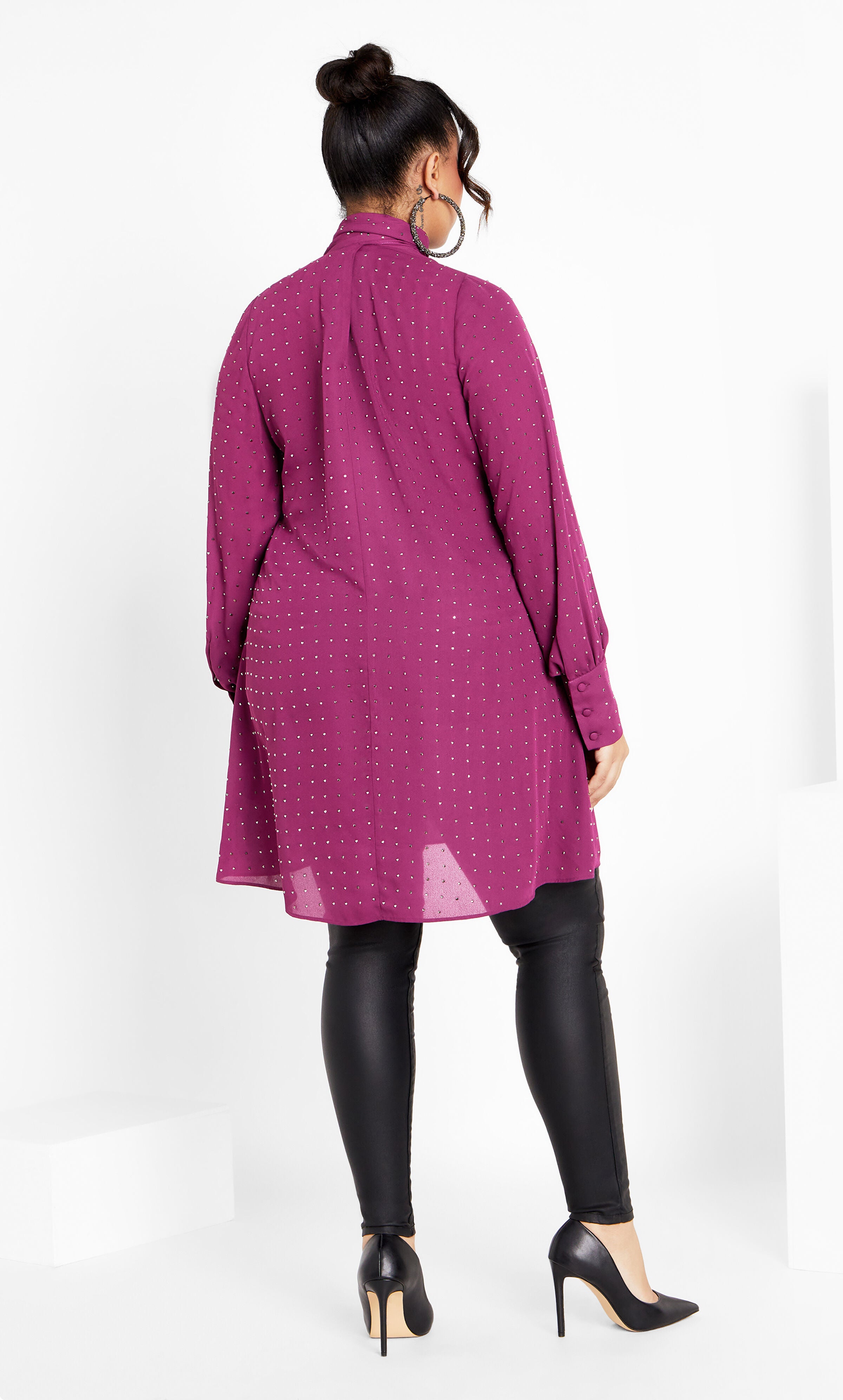 Nailhead Tunic - mulberry, PURPLE, alternate image number 4