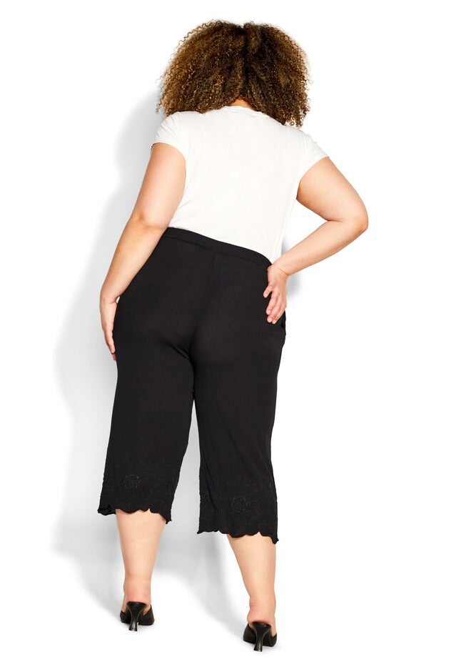 Embroidered Hem Pant, BLACK, alternate image number 4