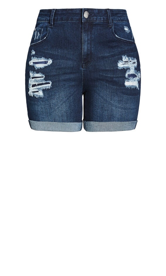Ripped Love Short - dark denim, BLUE, alternate image number null