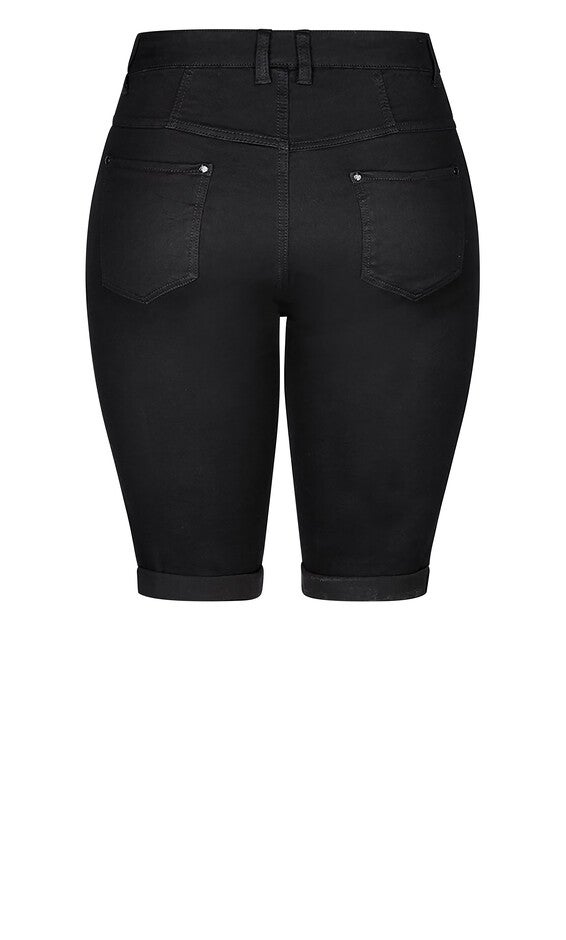 Knee Hi Waist Cuff Short - black, BLACK, alternate image number 4