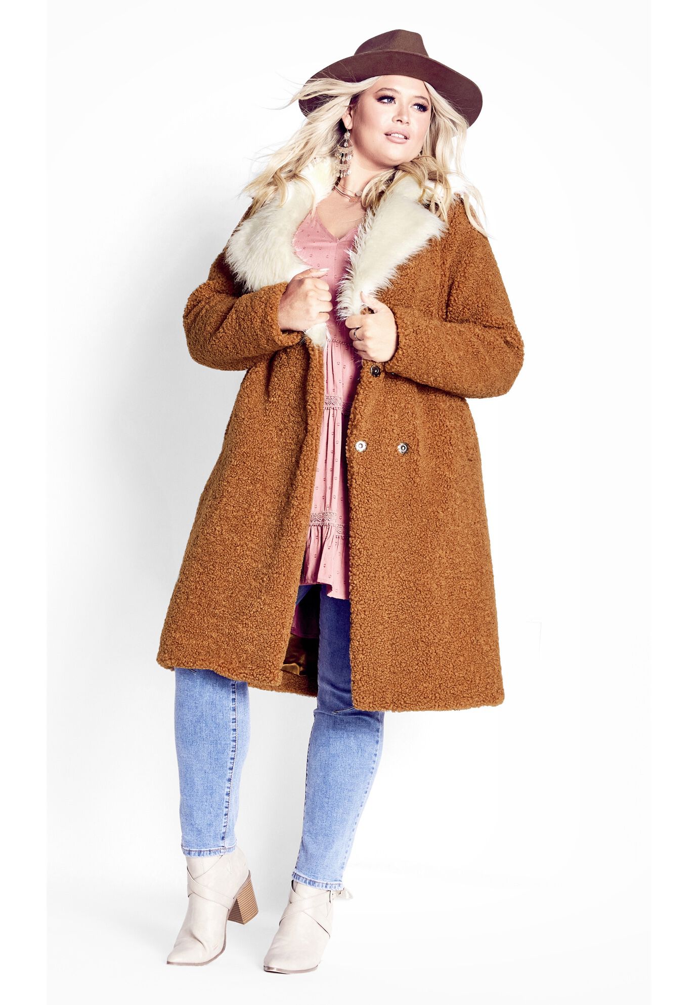 Teddy faux fur hooded jacket outlet