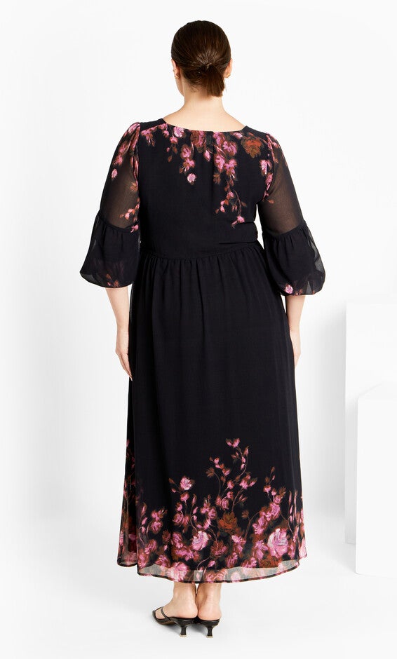 Romance Border Dress - black, BLACK, alternate image number null