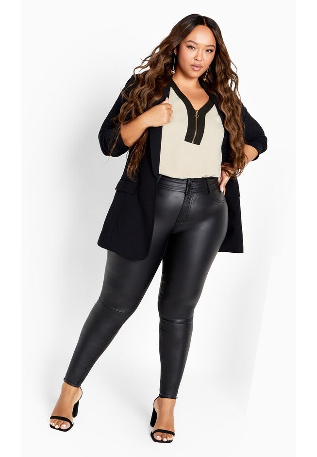 Melinda Zip Shirt, SAND BLACK, alternate image number 5