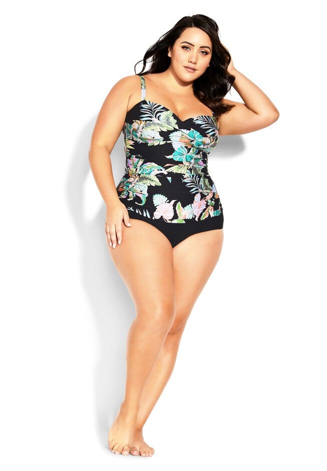 Samira Print Tankini Top - black, BLACK, hi-res image number null