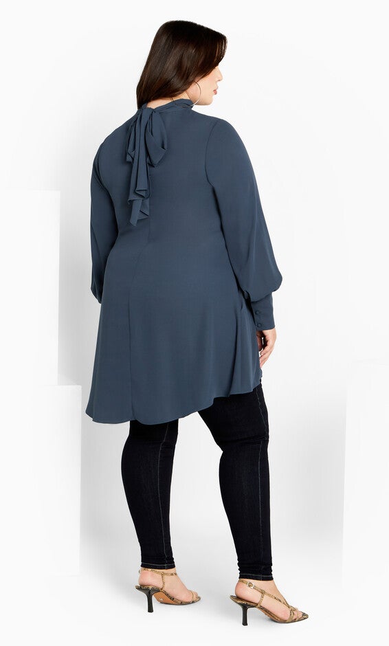 Neck Tie Tunic - navy, NAVY, alternate image number 2