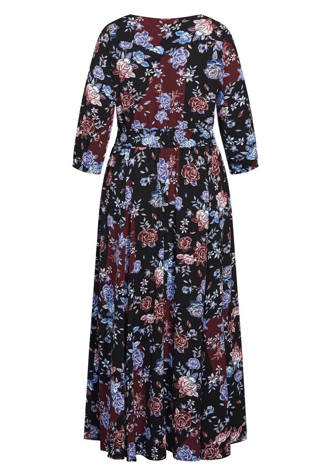 Puzzle Pieces Maxi Dress - black floral, BLACK, alternate image number null