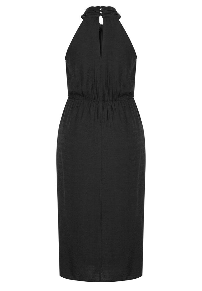 Briella Halter Twist Front Maxi Dress - black, BLACK, alternate image number null