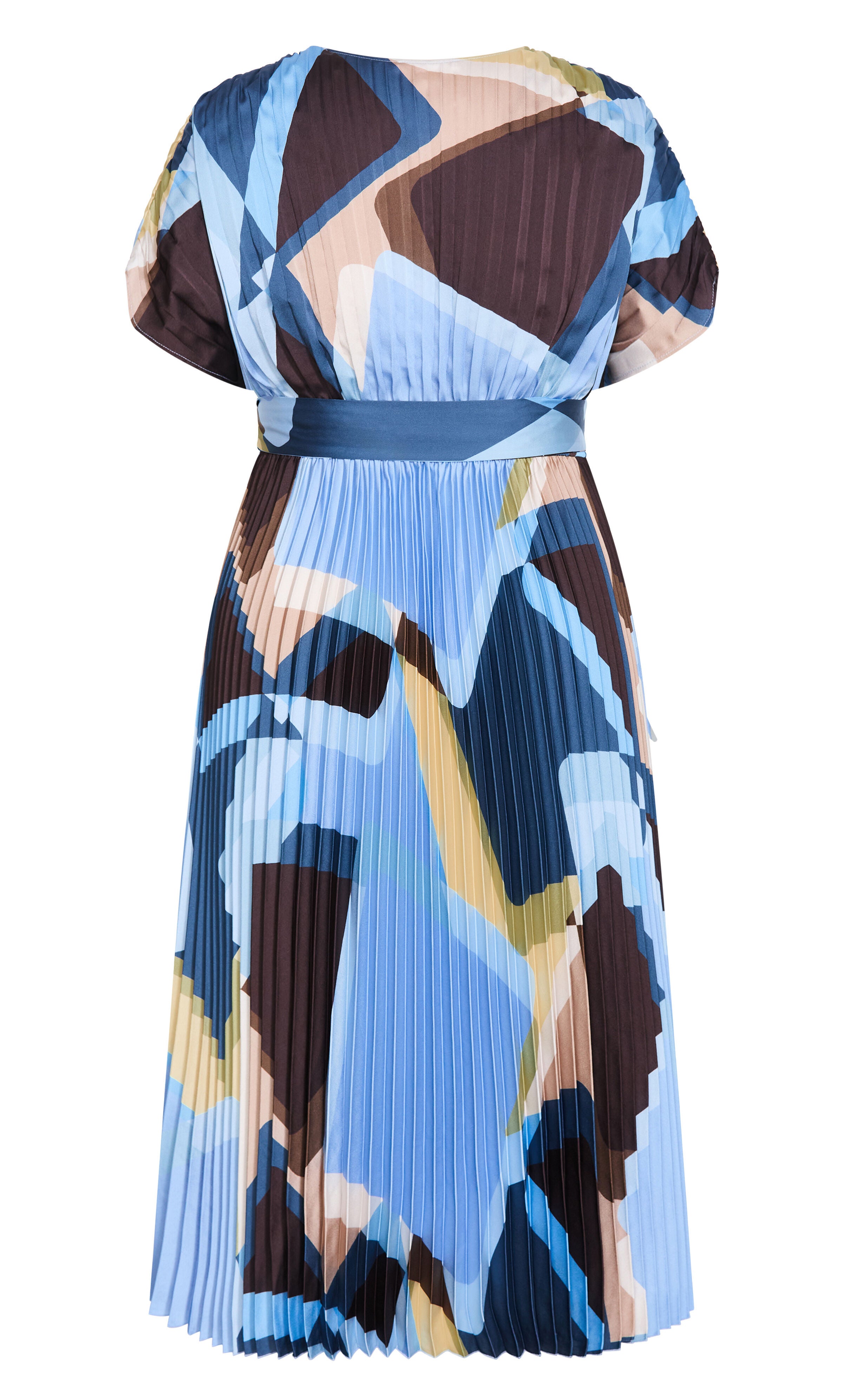 Hailey Geo Abstract Print Pleat Dress, BLUE, alternate image number 5