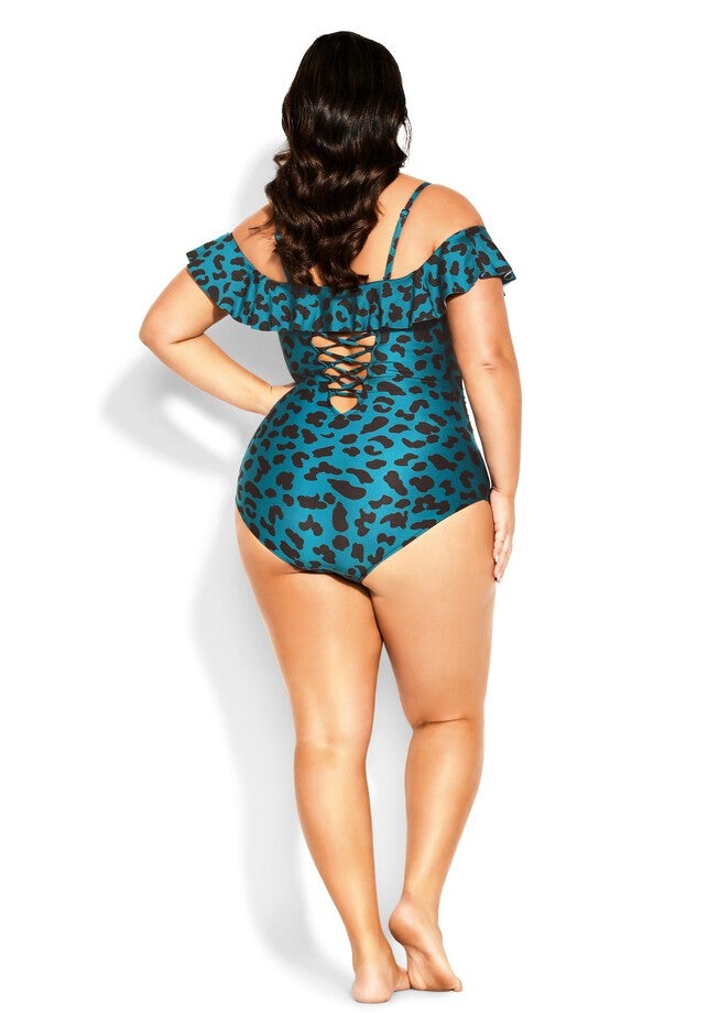 Ingrid Ruffle Print 1 Piece - jade, GREEN, alternate image number null