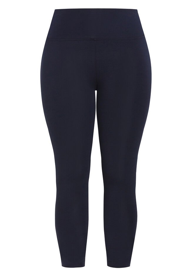 High Rise Average Length Legging, NAVY, alternate image number 2