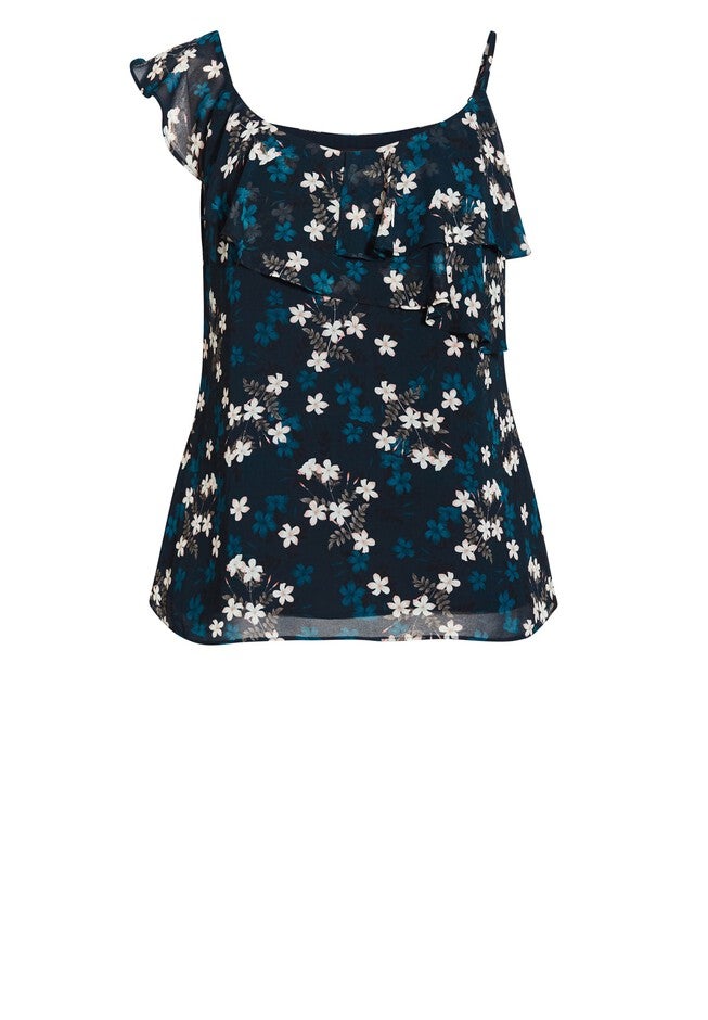 Cascade Floral Top - navy, BLUE, alternate image number null