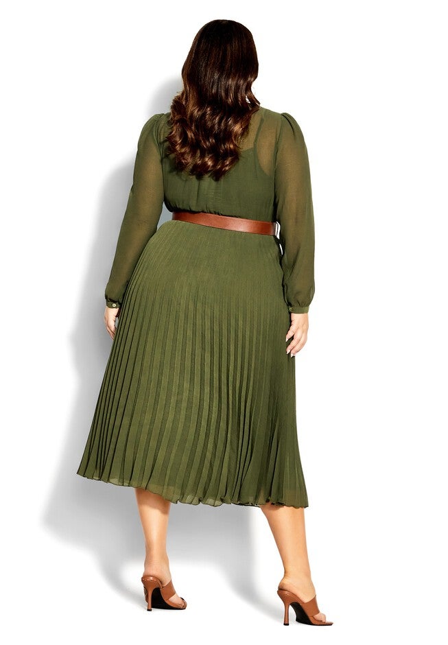 Love Pleat Dress - olive, GREEN, on-hover image number 1