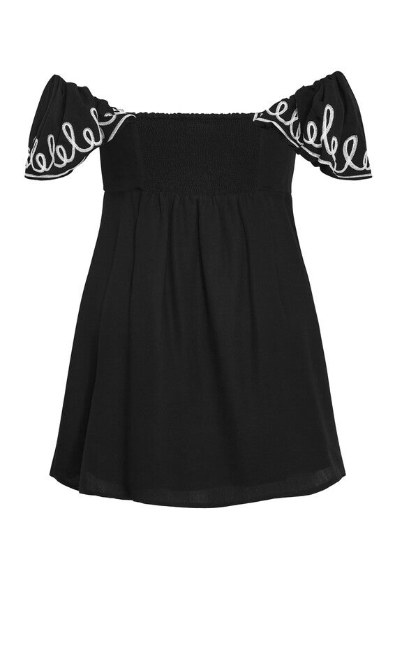 Hana Embroidered Dress - black, BLACK, alternate image number 6