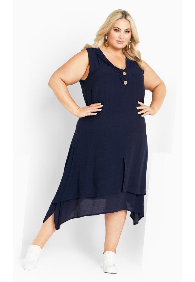 Pleat Button Dress, NAVY, hi-res image number 0