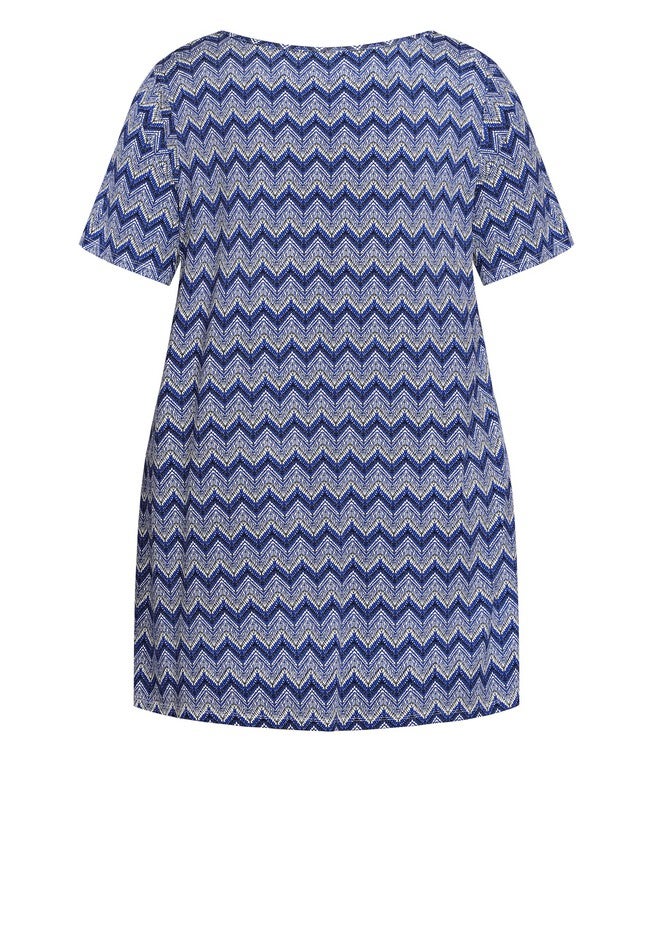 Liv Pleat Print Tunic, MARINE ZIG ZAG, alternate image number 5