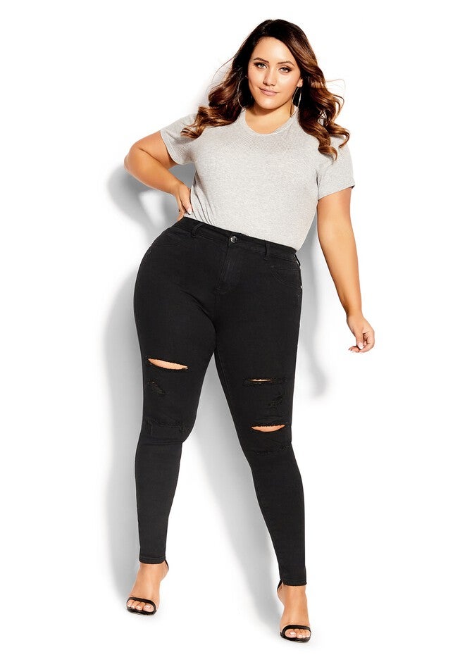 Rock N Roll Skinny Jean - black, BLACK, on-hover image number 1