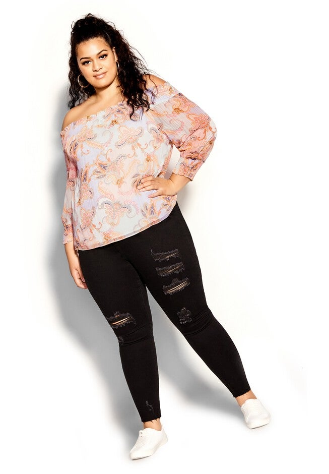 Painterly Floral Top - lilac, PURPLE, on-hover image number null