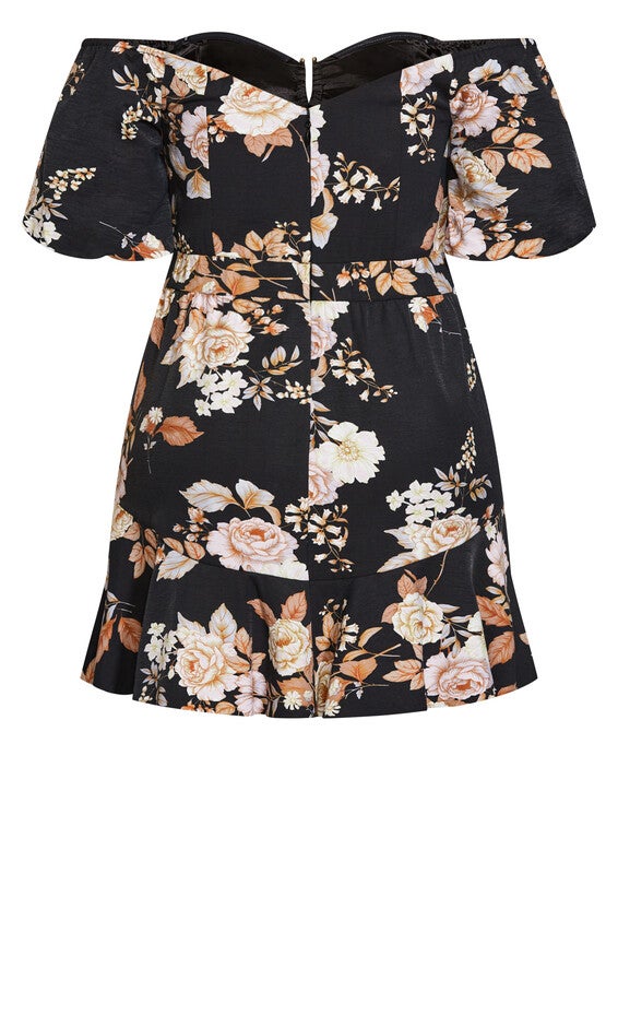 Aria Floral Dress - black, BLACK, alternate image number null