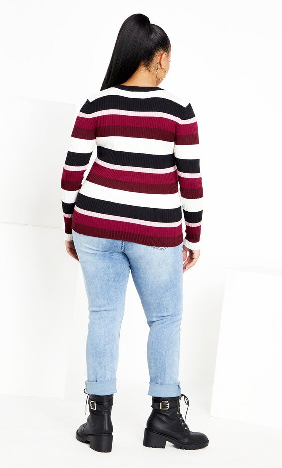 70's Stripe Jumper - berry, RED, alternate image number null