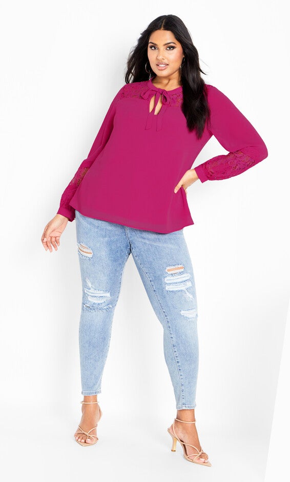 Mysterious Lace Top - sangria, SANGRIA, alternate image number 2